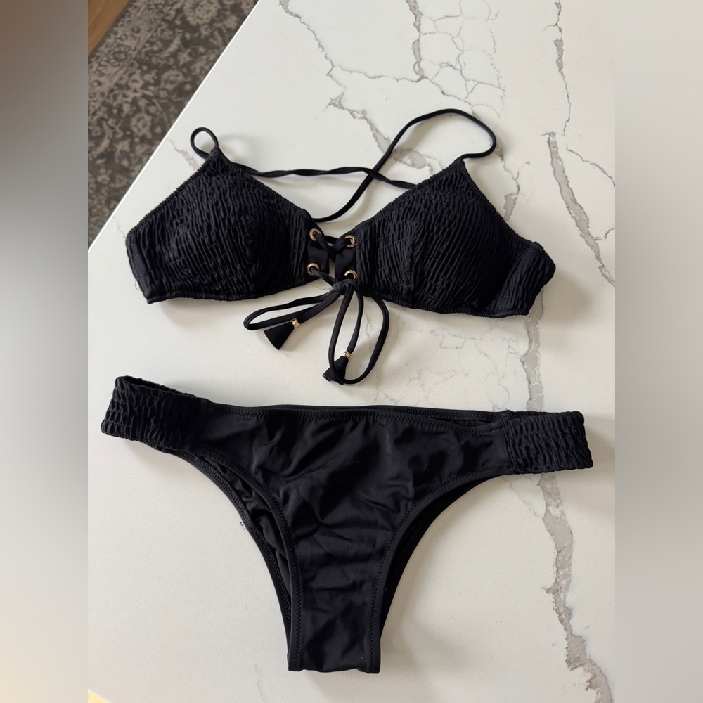 Victoria's Secret Black Lace-Up Bikini